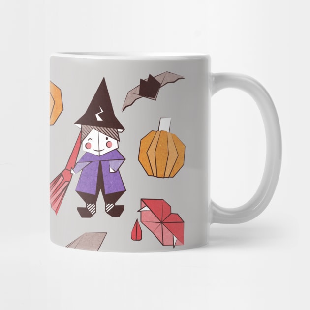 Halloween origami tricks // white and coloured paper and cardboard geometric witches cats ghosts spiders wolfs bats Dracula lips and pumpkins by SelmaCardoso